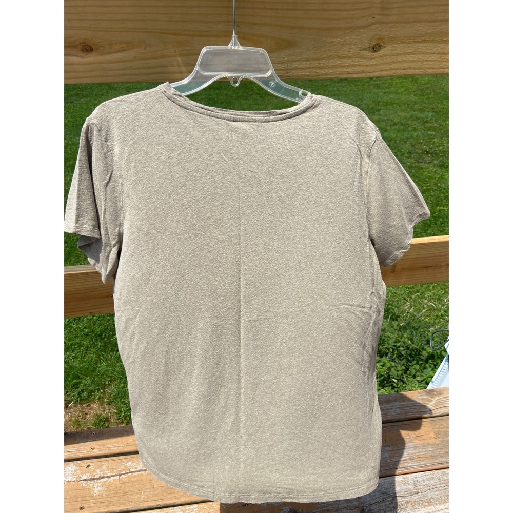 Athleta Womens Linen Tencel Blend Short Sleeve Crew Neck Tee Olive Green Large - Picture 5 of 8